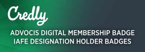 Credly. Advocis Digital Membership badge. IAFE designation holder badge
